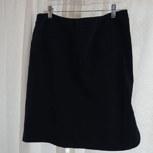 Talbots Stretch Classic Black Women's Side Slit Back Zip Skirt